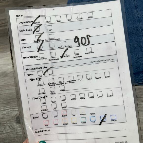 Vintage 90s Chicos Design Floral Blue Womens 2 Stretch Snap Front Denim Jacket - Picture 8 of 8